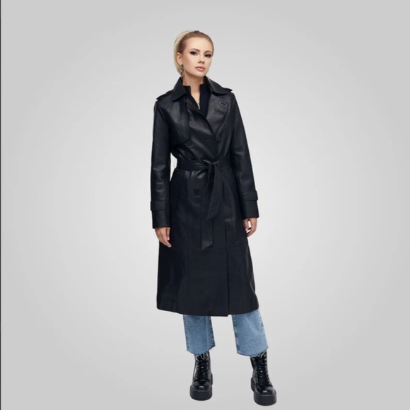 Bod & Christensen •Darcy• Full Length Leather Trench Coat - Picture 1 of 5